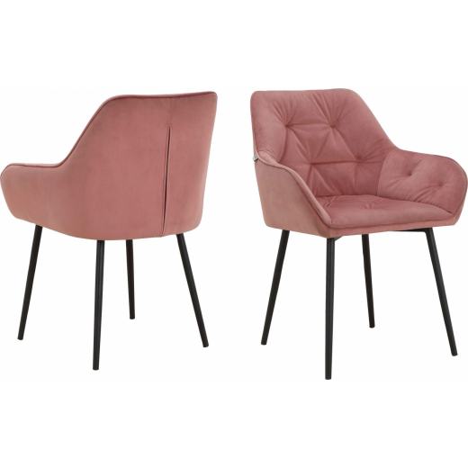 Jídelní židle Betty (SADA 2 ks), samet, černá / růžová - 1