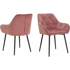Jídelní židle Betty (SADA 2 ks), samet, černá / růžová
