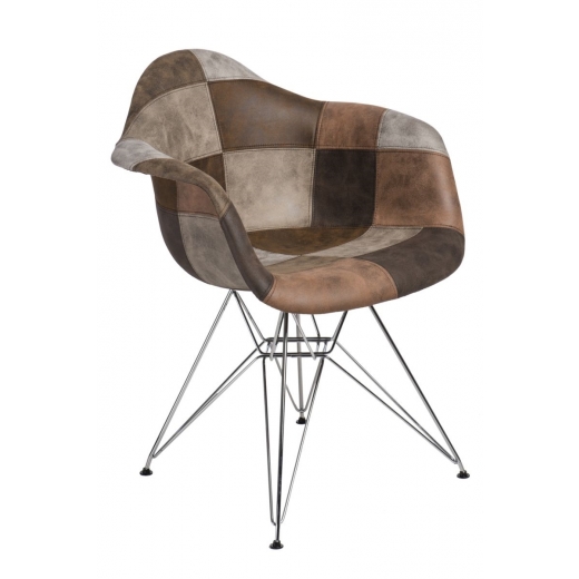 Jídelní židle Blom čalouněná patchwork, béžová - 1