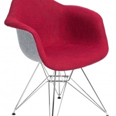 Jídelní židle Blom čalouněná, šedá/červená - 1