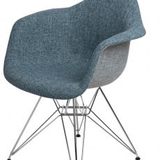 Jídelní židle Blom čalouněná, šedá/modrá - 1