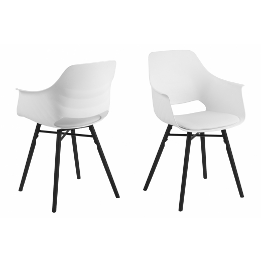 Jídelní židle Caedyn (SET 2 ks), bílá / černá - 1