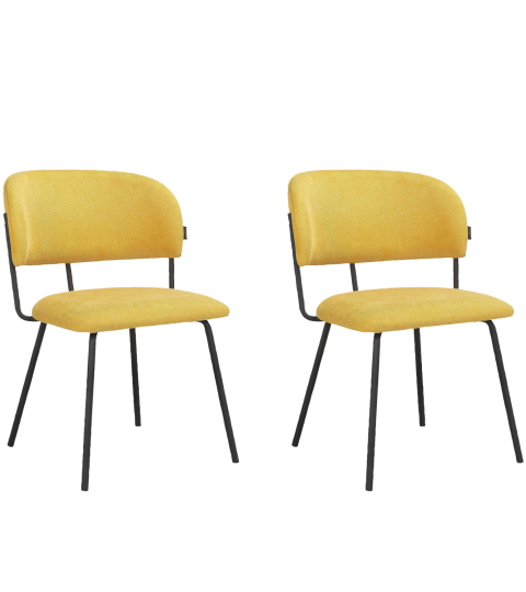 Jídelní židle Claudia (SET 2 ks), textil, žlutá