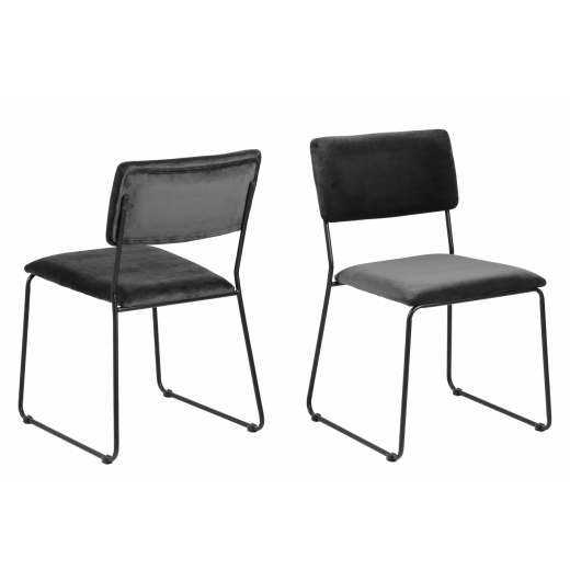 Jídelní židle Cornelia (SET 2ks), samet, tmavě šedá - 1