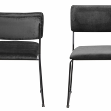 Jídelní židle Cornelia (SET 2ks), samet, tmavě šedá - 3