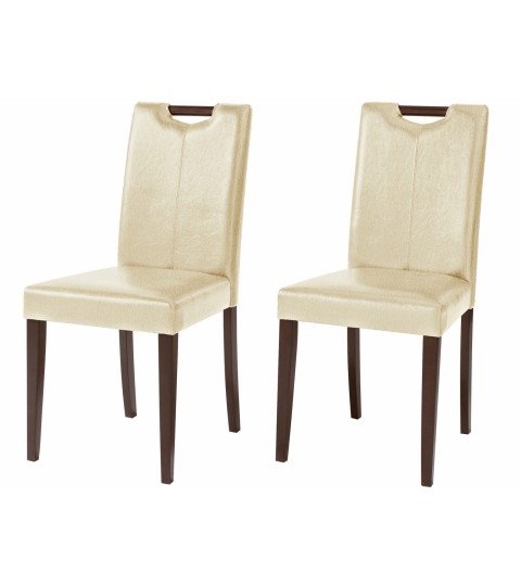 Jídelní židle Curt (SET 2 ks), krémová / tmavé dřevo