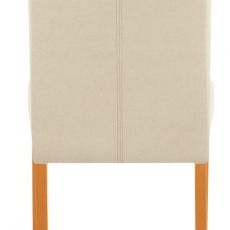 Jídelní židle Curt (SET 2 ks), mikrovlákno, krémová / přírodní dřevo - 3