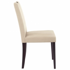 Jídelní židle Curt (SET 2 ks), mikrovlákno, krémová / tmavé dřevo - 3