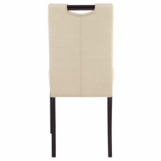 Jídelní židle Curt (SET 2 ks), mikrovlákno, krémová / tmavé dřevo - 4