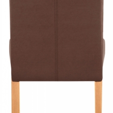 Jídelní židle Curt (SET 2 ks), mikrovlákno, tmavě hnědá / přírodní dřevo - 3