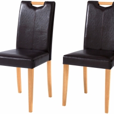 Jídelní židle Curt (SET 2 ks), tmavě hnědá / přírodní dřevo - 1