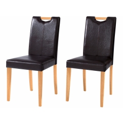 Jídelní židle Curt (SET 2 ks), tmavě hnědá / přírodní dřevo