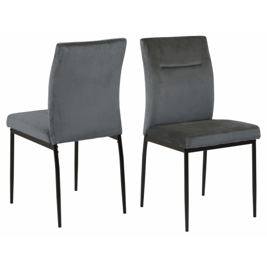 Jídelní židle Demi (SET 2ks), samet, tmavě šedá - 1