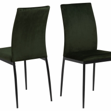 Jídelní židle Demina (SET 4ks), samet, tmavě zelená - 1