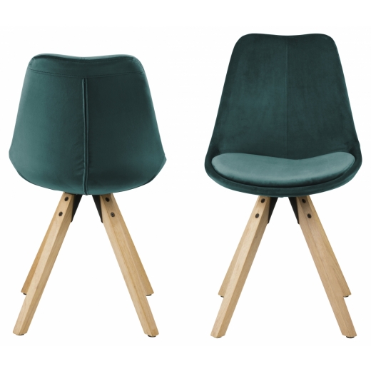 Jídelní židle Dima (SET 2ks), samet, zelená - 1