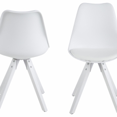 Jídelní židle Dima (SET 2ks), syntetická kůže, bílá - 3