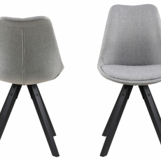 Jídelní židle Dima (SET 2ks), tkanina, světle šedá/černá - 3