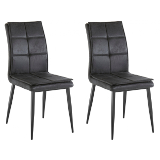 Jídelní židle Dina (SADA 2 ks), syntetická kůže, antracitová