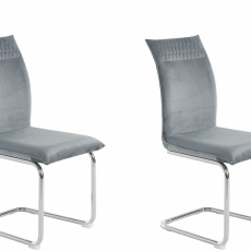 Jídelní židle Divan (SADA 2 ks), samet, šedá - 1