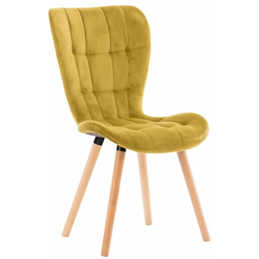 Jídelní židle Elda, samet, žlutá - 1
