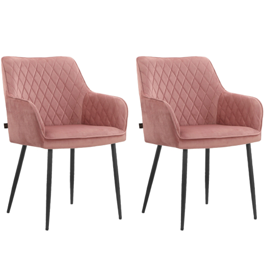 Jídelní židle Elvira (SET 2 ks), samet, růžová - 1