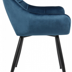 Jídelní židle Emia, samet, modrá - 3