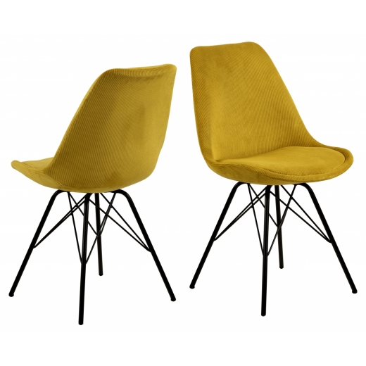 Jídelní židle Eris (SET 2ks), manšestr, žlutá - 1