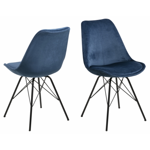 Jídelní židle Eris (SET 2ks), samet, modrá - 1