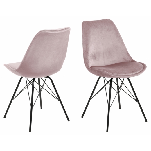 Jídelní židle Eris (SET 2ks), samet, růžová - 1