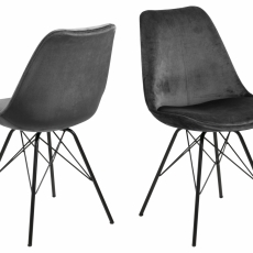 Jídelní židle Eris (SET 2ks), samet, tmavě šedá - 1