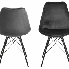 Jídelní židle Eris (SET 2ks), samet, tmavě šedá - 3