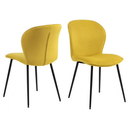 Jídelní židle Evelyn (SET 2 ks), tkanina, žlutá - 1