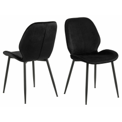 Jídelní židle Femke (SET 2ks), samet, černá
