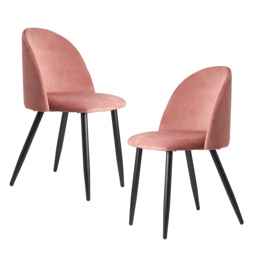Jídelní židle Fox (SET 2 ks), samet, růžová - 1
