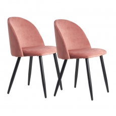 Jídelní židle Fox (SET 2 ks), samet, růžová - 2