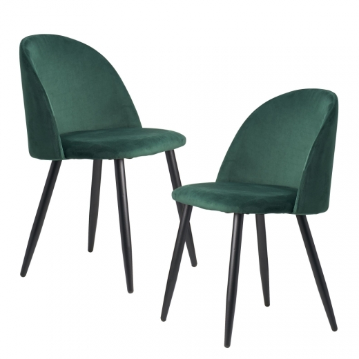 Jídelní židle Fox (SET 2 ks), samet, tmavě zelená - 1