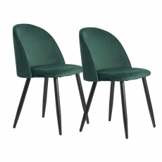 Jídelní židle Fox (SET 2 ks), samet, tmavě zelená - 4