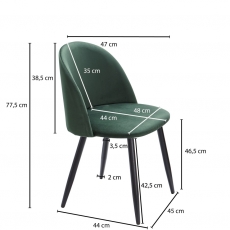 Jídelní židle Fox (SET 2 ks), samet, tmavě zelená - 2