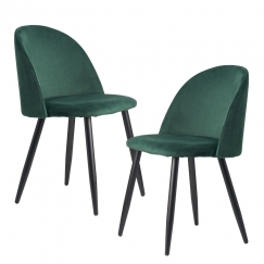 Jídelní židle Fox (SET 2 ks), samet, tmavě zelená