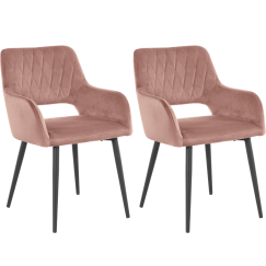 Jídelní židle Franca (SET 2 ks) samet, růžová