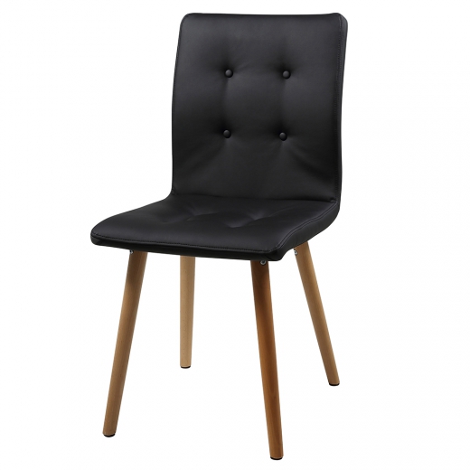 Jídelní židle Fredy (SET 2 ks), černá kůže - 1