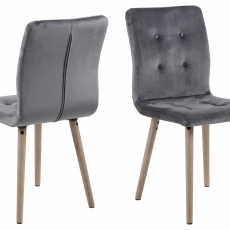 Jídelní židle Frida (SET 2ks), samet, tmavě šedá - 1