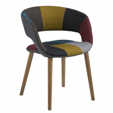 Jídelní židle Garry s dřevěnou podnoží, patchwork - 1