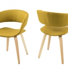 Jídelní židle Garry s dřevěnou podnoží žlutá - 3