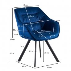 Jídelní židle Gepo, samet, modrá - 3