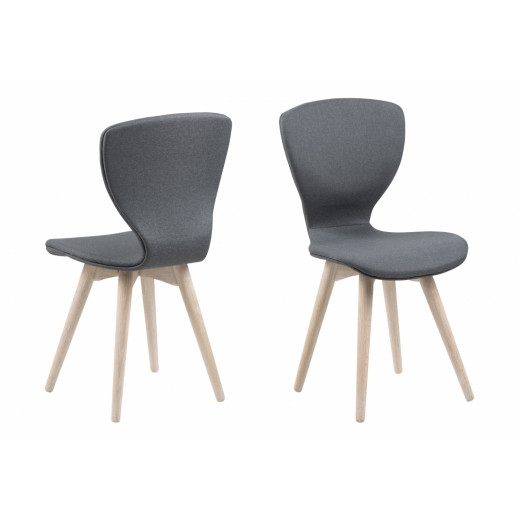 Jídelní židle Gongli (SET 2ks), tkanina, tmavě šedá - 1