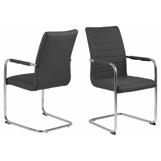 Jídelní židle Gudrun (SET 2ks), tkanina, šedá - 1
