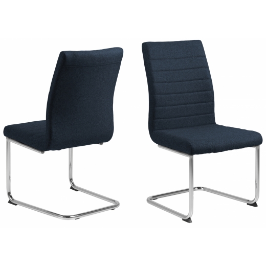 Jídelní židle Gudrun (SET 2ks), tkanina, tmavě modrá/chrom - 1