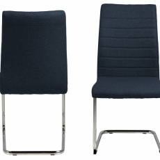 Jídelní židle Gudrun (SET 2ks), tkanina, tmavě modrá/chrom - 5
