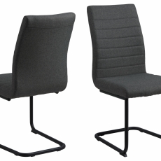 Jídelní židle Gudrun (SET 2ks), tkanina, tmavě šedá/černá - 1